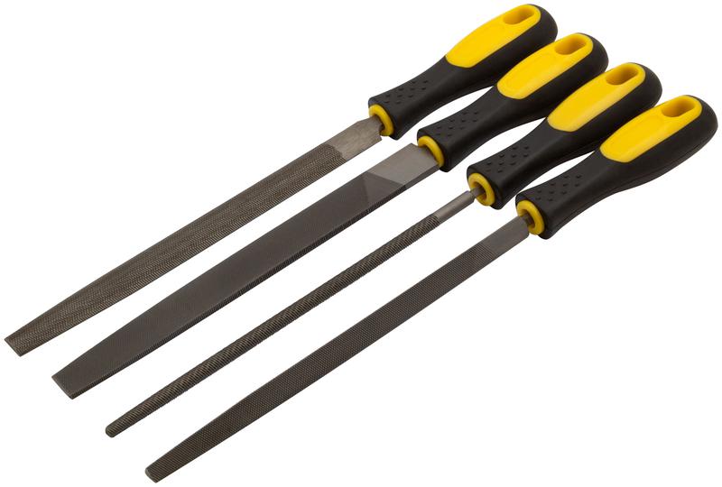  Набор напильников прорезинен. ручка набор 4 шт (трехгранный плоский круглый полукруглый ) 200мм FIT 42596 фото в каталоге от BTSprom.by