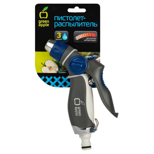  Пистолет-распылитель регулир. латун. форсунка 3 реж. метал. (12/48) Green Apple Б0003092 фото в каталоге от BTSprom.by