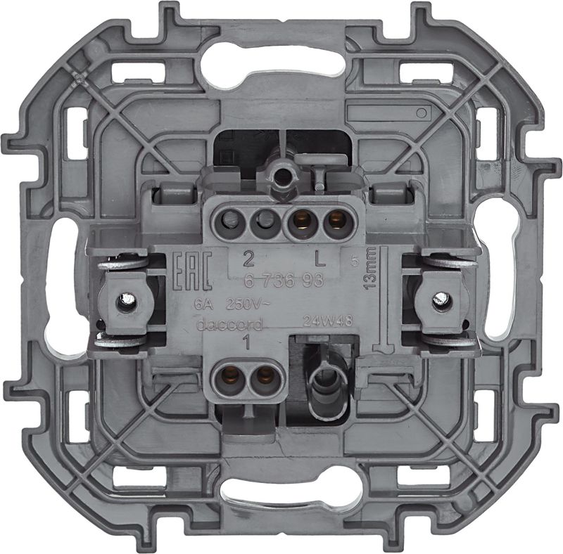  Выключатель кнопочный Inspiria 6А 250В без фиксации НО/НЗ механизм антрацит IEK 673693 фото в каталоге от BTSprom.by