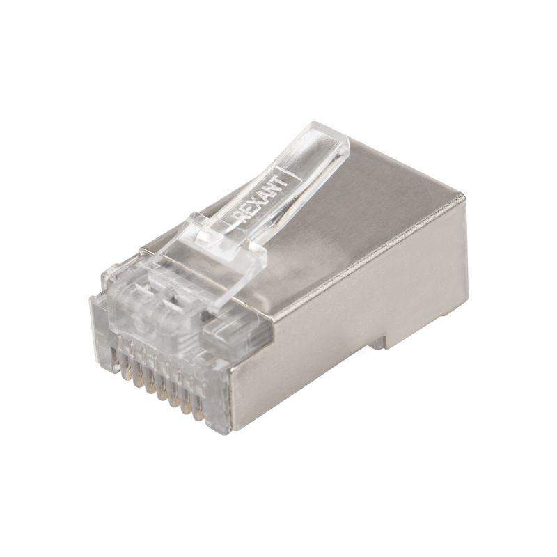 разъем сетевой lan на кабель штекер 8р8с (rj-45) под обжим в экране (уп.10шт) rexant 06-0082-a10 от BTSprom.by