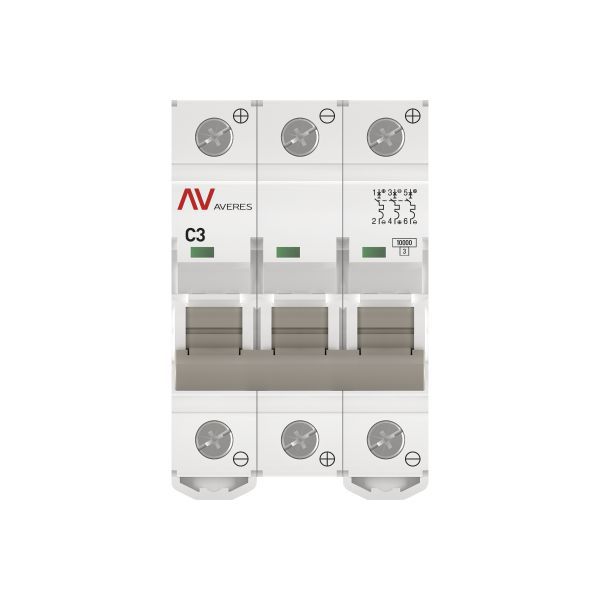  Выключатель автоматический 3п C 3А 10кА AV-10 DC AVERES EKF mcb10-DC-3-03C-av фото в каталоге от BTSprom.by