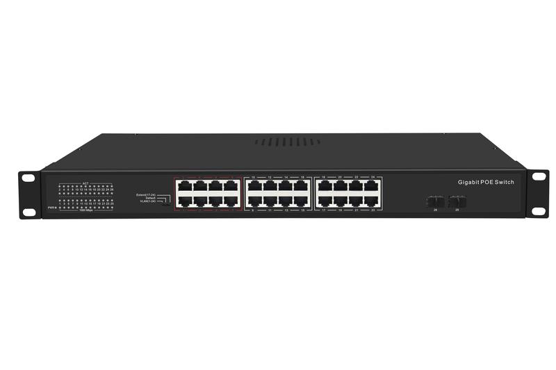 коммутатор неуправляемый 24poe 802.3af/at портов 1000мбит/с 17-24 порт до 250м cat6 2 sfp порта 1000мбит/с 400вт nikomax gl-sw-g005-24p от BTSprom.by