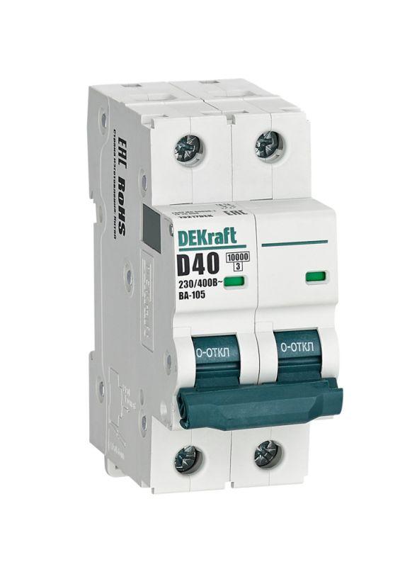 выключатель автоматический модульный 2п d 40а 10ка ва-105 dekraft 13217dek от BTSprom.by