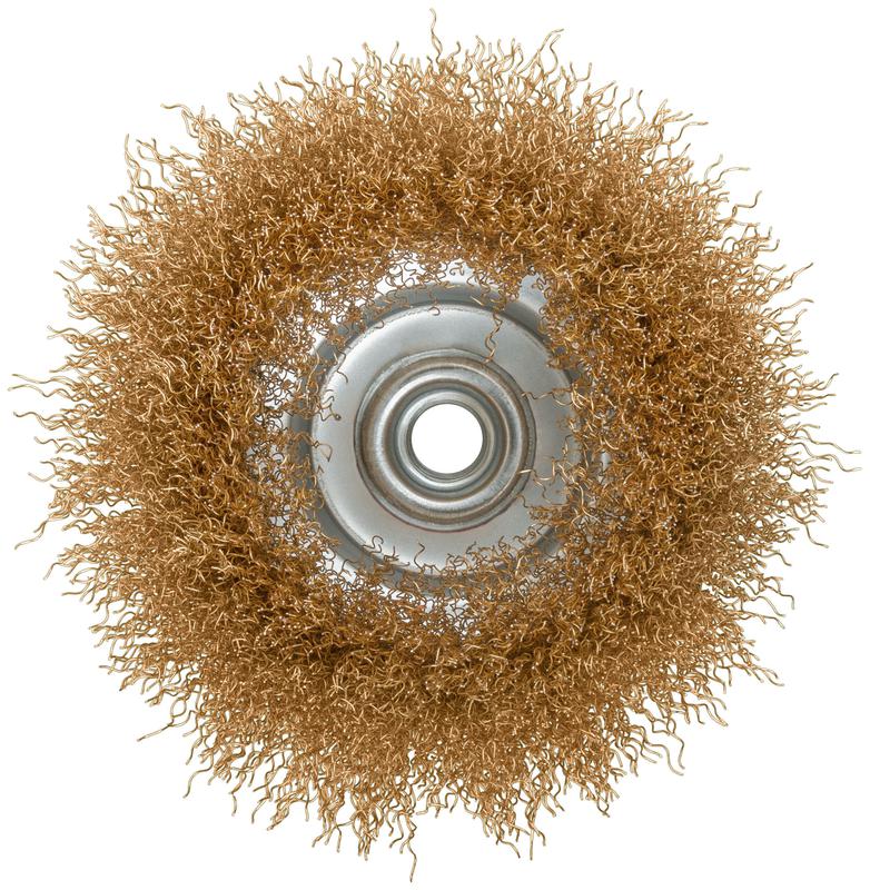  Корщетка-чашка гайка М14 стальная латунированная волнистая проволока 125мм FIT 39272 фото в каталоге от BTSprom.by
