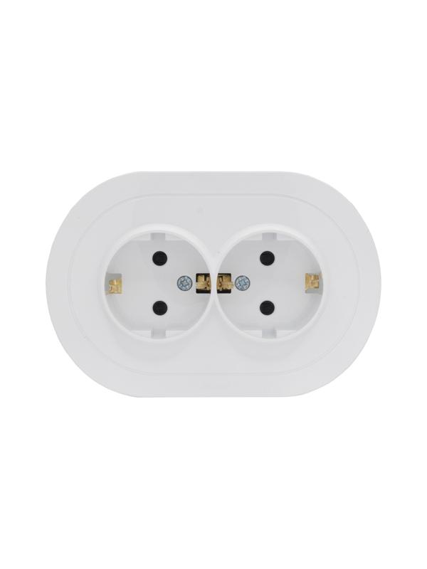 розетка 2-м сп osen 16а ip20 круглая с заземл. с защ. от детей пбт бел. lezard 744-0200-127bpch от BTSprom.by