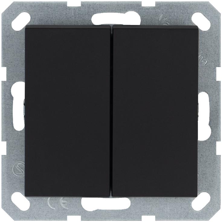 выключатель 2-кл. 10а ip20 механизм черн. матовый soft touch jasmart g3023pb от BTSprom.by