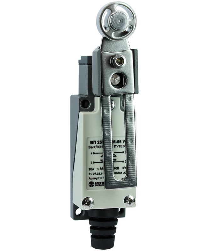 выключатель путевой вп 25-2143м-65 у2 1но+1нз 3а ip65 рычаг со стальным роликом регулир. по длине безинерционный 21х56мм электротехник et007248 от BTSprom.by
