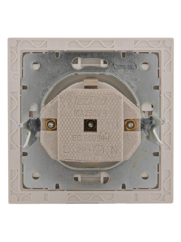  Розетка 1-м СП Rain с заземл. с защ. крышкой керамика бел. LEZARD 703-0202-123 фото в каталоге от BTSprom.by