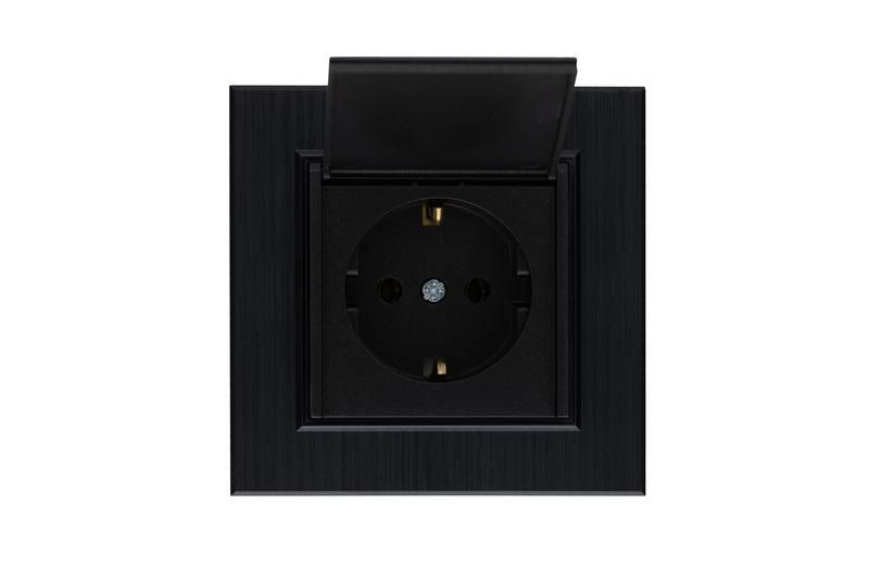 розетка 1-м с крышкой karea line star с заземл. чер. makel 86054029 от BTSprom.by
