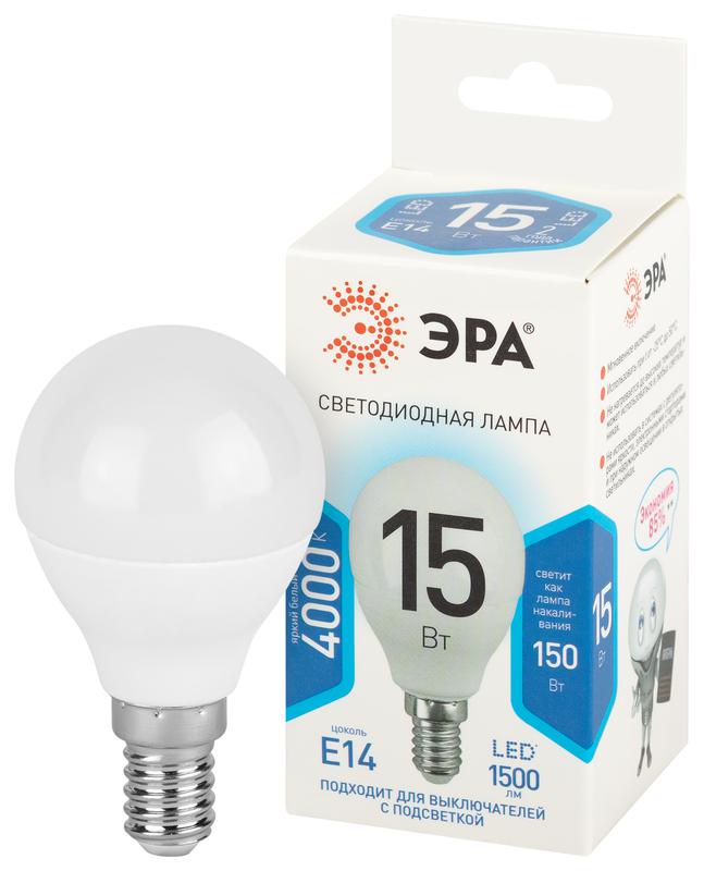 лампа светодиодная std led p45-15w-840-e14 15вт шар 4000к нейтр. бел. свет e14 170-265в эра б0066805 от BTSprom.by