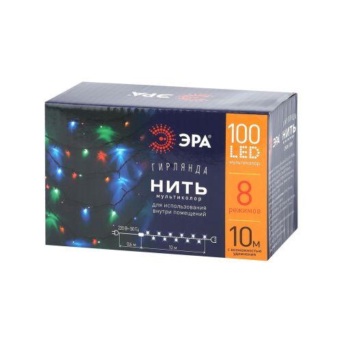 Гирлянда светодиодная "Нить" 10м 100LED 8 режимов зел. пр. 220В IP20 мультиколор ЭРА Б0041893 фото в каталоге от BTSprom.by