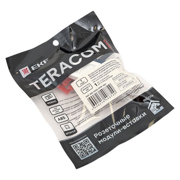  Вставка розеточная 45х22.5мм формат Mosaic на 1 модуль Keystone защ. шторки с маркером бел. TERACOM PRO EKF TRP-INS-MOS-1M1P-WH фото в каталоге от BTSprom.by