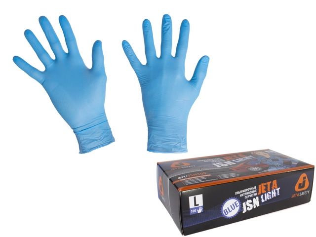 перчатки нитриловые light, р-р 9/l, синие, уп.100 шт, jeta safety jsn109-l от BTSprom.by