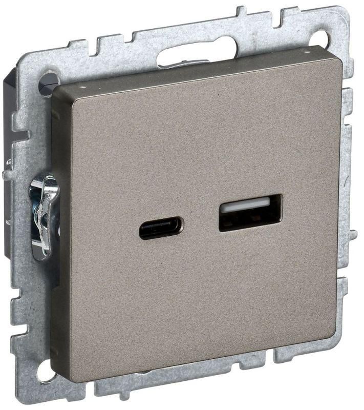 розетка brite usb a+c 18вт рю11-1-брш механизм шампань iek br-u22-018-k37 от BTSprom.by