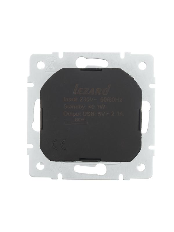  Розетка 1-м СП Vesna с заземл. с заряд. устройством USB механизм жемчуж./бел. перламутр LEZARD 742-3088-181 фото в каталоге от BTSprom.by