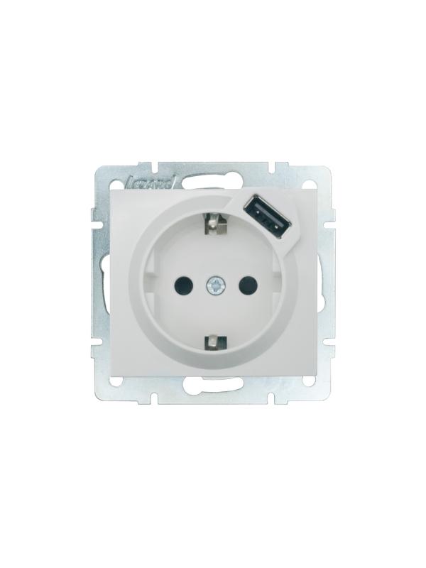 розетка 1-м сп rain 16а ip20 с заземл. + usb механизм бел.. lezard 703-0288-181 от BTSprom.by