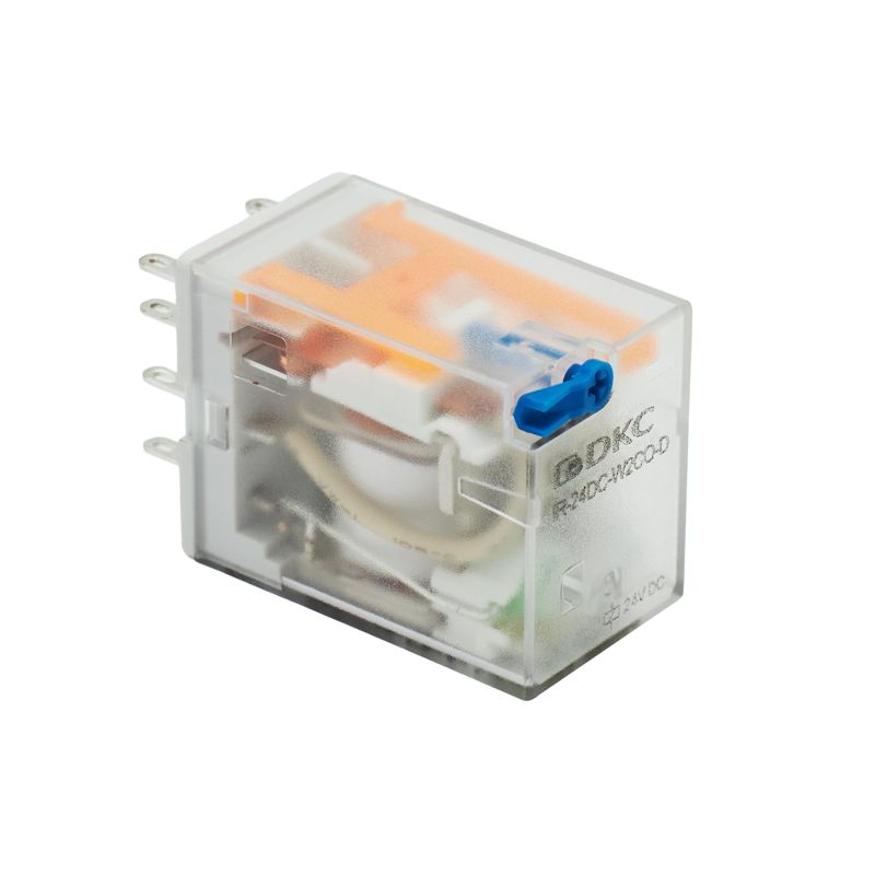 реле миниатюрное промышленное общего назначения 2co ком. ток 12а agsno2 напряжение 12в dc опция: тест-кнопка+светодиод+защитный диод dkc ir-12dc-w2co-d от BTSprom.by