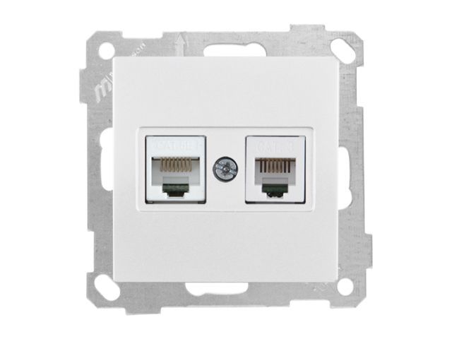 розетка телефонная + компьютерная (rj12+cat5e) белая, elitra, mutlusan 2270 139 0101 от BTSprom.by