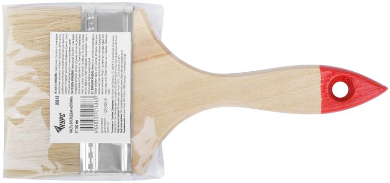  Кисть флейцевая "Оптима" 4дюйм (100мм) натур. свет. щетина деревянная ручка КУРС 00818 фото в каталоге от BTSprom.by