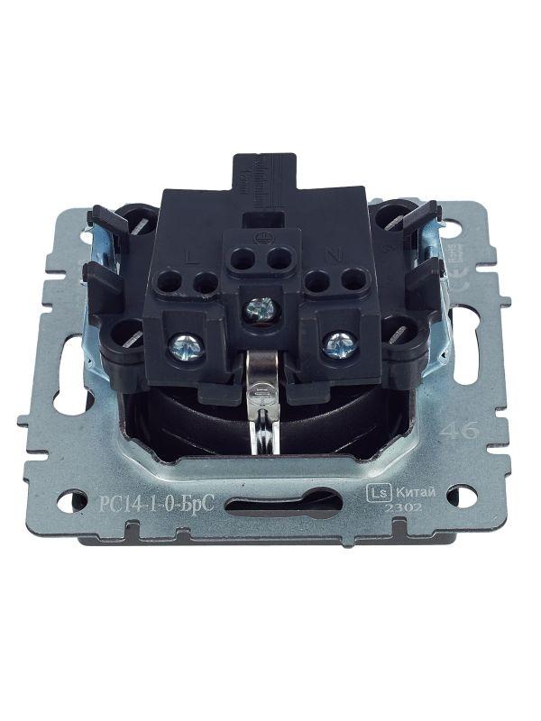  Розетка 1-м СП BRITE РС14-1-0-БрС 16А с заземл. защ. шторки механизм сталь IEK BR-R14-16-K46 фото в каталоге от BTSprom.by