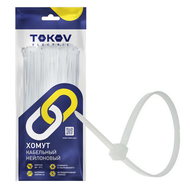 хомут кабельный нейлоновый бел. 3.6х200 (уп.100шт) tokov electric tke-hns-3.6-200-w/100 от BTSprom.by