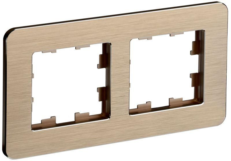 рамка 2-м brite ру-2-1-бр метал. шампань re al iek br-m22-m-21-k37 от BTSprom.by