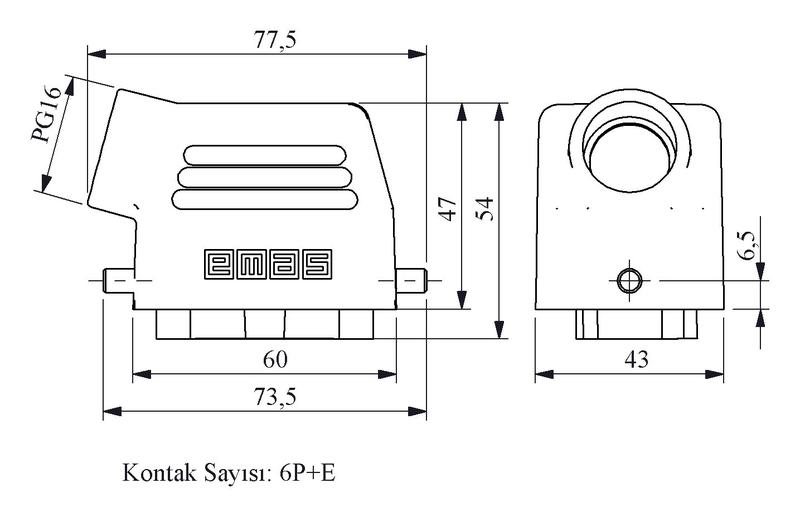  Розетка 6 полюсов 16А боковой ввод. EMAS EBM06PU10 фото в каталоге от BTSprom.by
