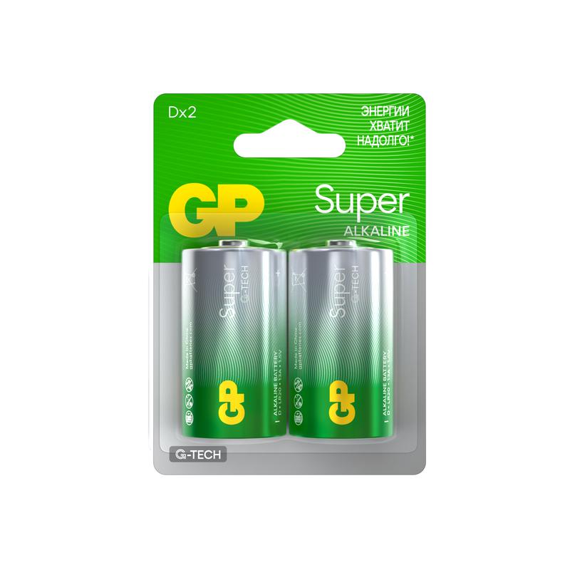 элемент питания алкалиновый d/lr20 1.5в super alkaline g-tech (блист.2шт) gp 1225 от BTSprom.by