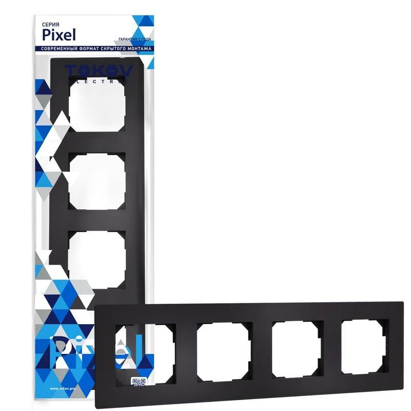 рамка 4-м pixel универс. карбон tokov electric tke-px-rm4-c14 от BTSprom.by