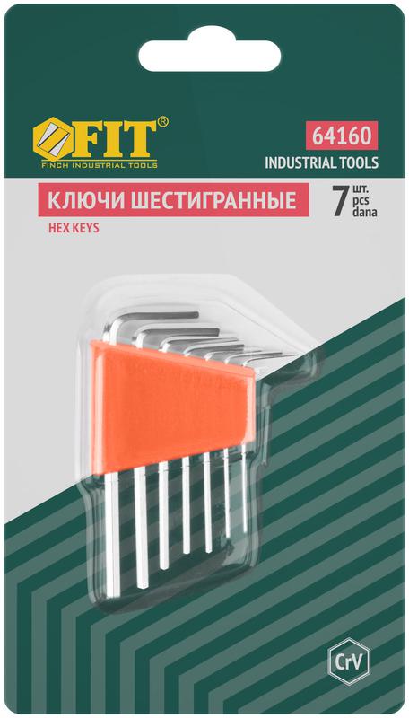 Ключ шестигранные CrV 7шт (0.7-3.0мм) в пластиковом держателе FIT 64160 фото в каталоге от BTSprom.by