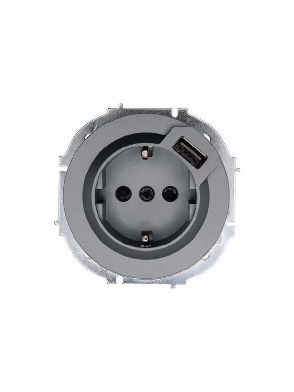 розетка 1-м сп osen с заземл. + usb разъем механизм сер. матов. lezard 743-7488-181 от BTSprom.by