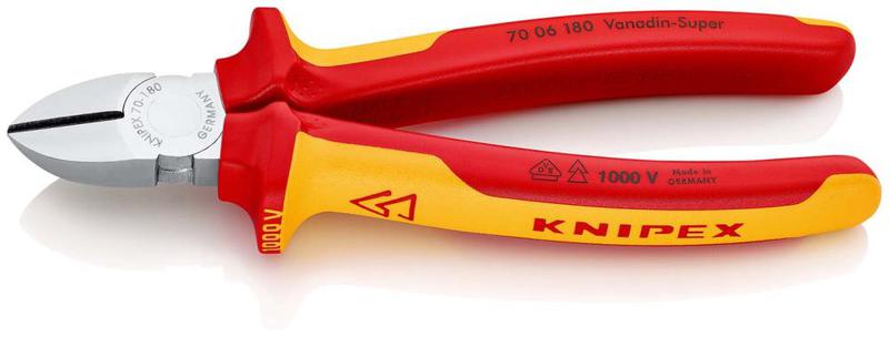бокорезы vde l-180мм твердость кромок 62 hrc хром. knipex kn-7006180 от BTSprom.by