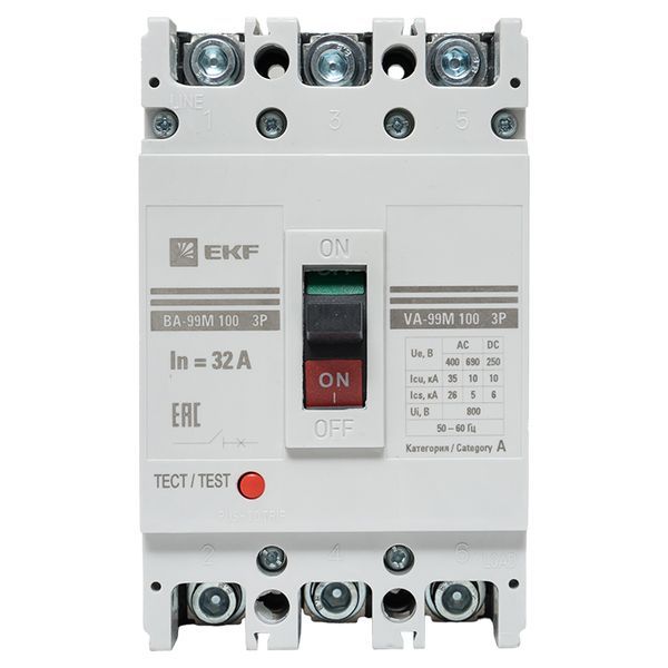  Выключатель автоматический 3п 100/32А 35кА ВА-99М PROxima EKF mccb99-100-32m фото в каталоге от BTSprom.by