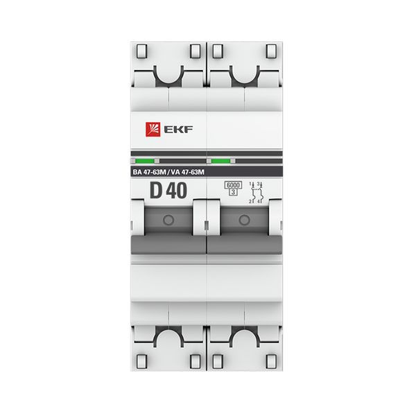  Выключатель автоматический модульный 2п D 40А 6кА ВА 47-63M с одним магнит. расцеп. EKF mcb4763m-6-2-40D-pro фото в каталоге от BTSprom.by