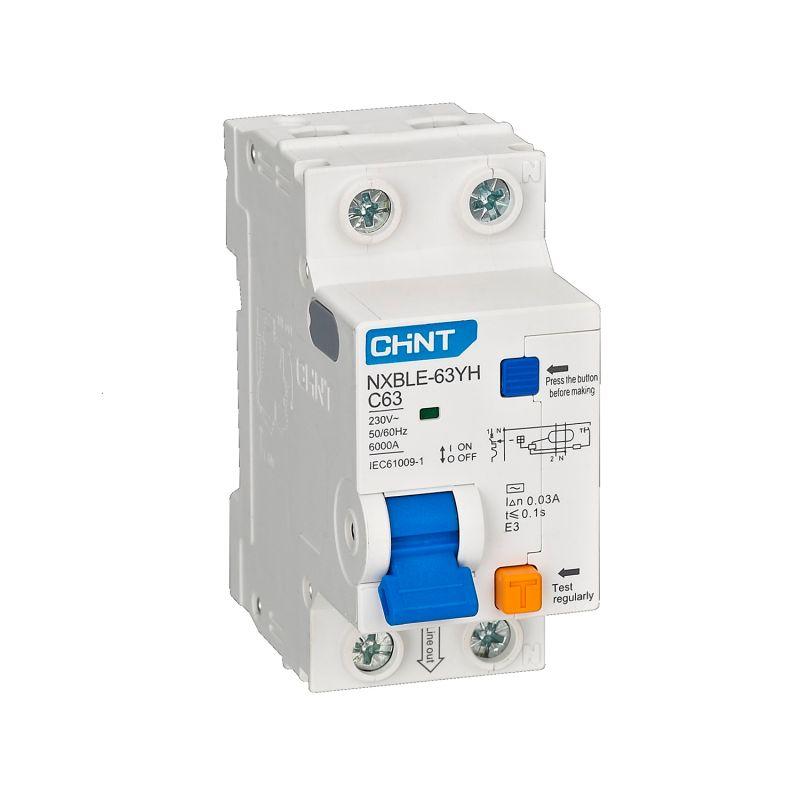 выключатель автоматический дифференциального тока 2п (1p+n) c 6а 30ма тип a 6ка авдт nxble-63yh c6 электрон. (r) chint 515315 от BTSprom.by