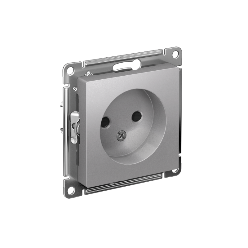 розетка 1-м сп atlasdesign 16а ip20 без заземл. защ. шторки механизм алюм. se atn000349 от BTSprom.by