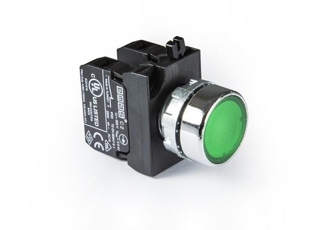 кнопка нажимная круглая cm202dy (2нз) зел. emas cm202dy от BTSprom.by