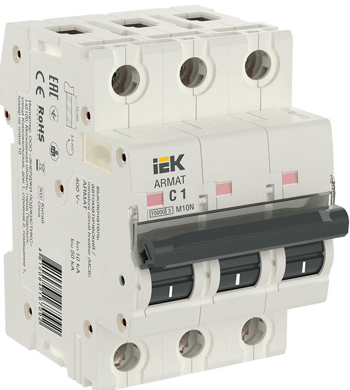 выключатель автоматический модульный 3п c 1а m10n armat iek ar-m10n-3-c001 от BTSprom.by