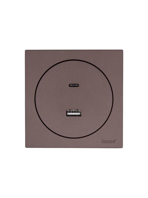  Розетка 1-м СП OSEN TC+ USB разъем механизм шоколад LEZARD 743-7388-192TC фото в каталоге от BTSprom.by