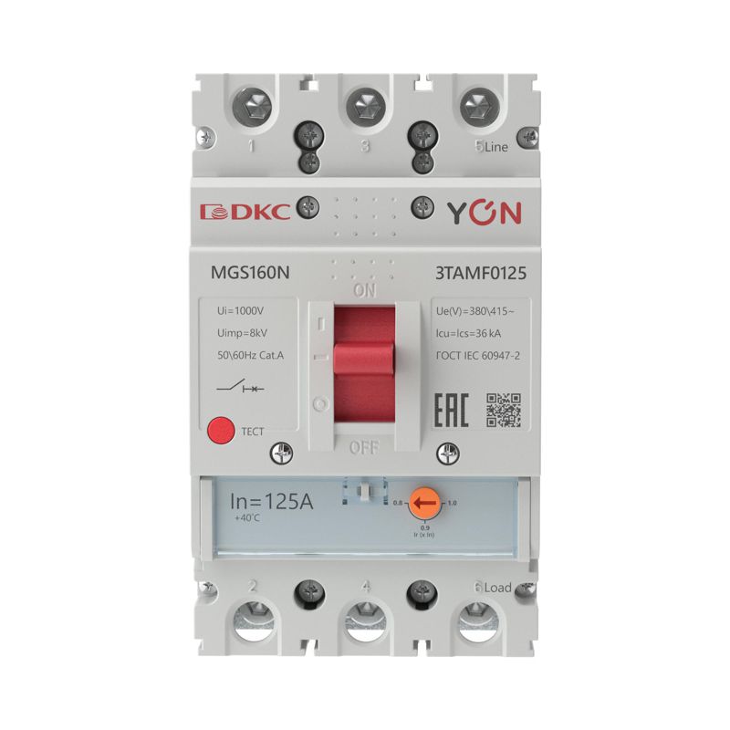  Выключатель автоматический MGS160 3P 100-125A 36kA YON MGS160N-3TAMF0125 фото в каталоге от BTSprom.by