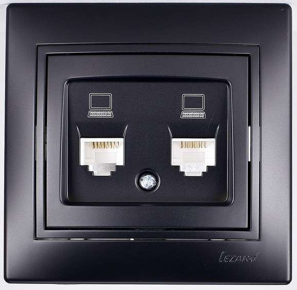 розетка компьютерная 2-м mira rj45 со вставкой черн. бархат lezard 701-4242-141 от BTSprom.by