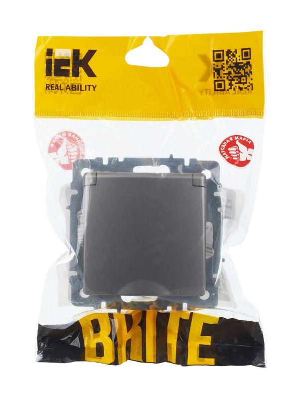  Розетка BRITE РСбш10-3-44-БрС 16А IP44 с заземл. защ. шторки с крышкой механизм сталь IEK BR-R16-16-44-K46 фото в каталоге от BTSprom.by