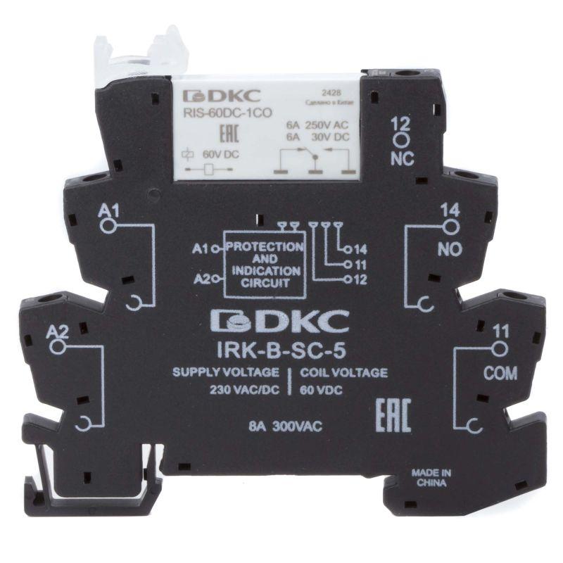 реле интерфейсное 1co ком. ток 6а agsno2 напряжение 230в ac/dc винтовые клеммы dkc irk-230uc-1co от BTSprom.by