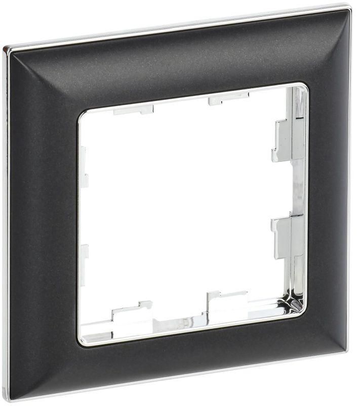 рамка 1-м brite ру-1-бр хром/черн. iek br-m12-12-2-k23 от BTSprom.by