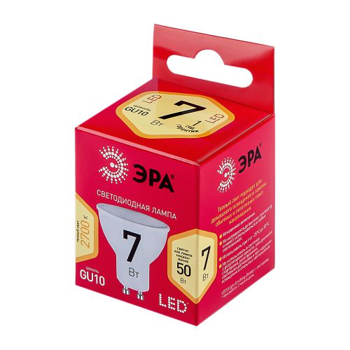 Лампа светодиодная RED LINE LED MR16-7W-827-GU10 R 7Вт MR16 софит 2700К тепл. бел. GU10 Эра Б0050198 фото в каталоге от BTSprom.by