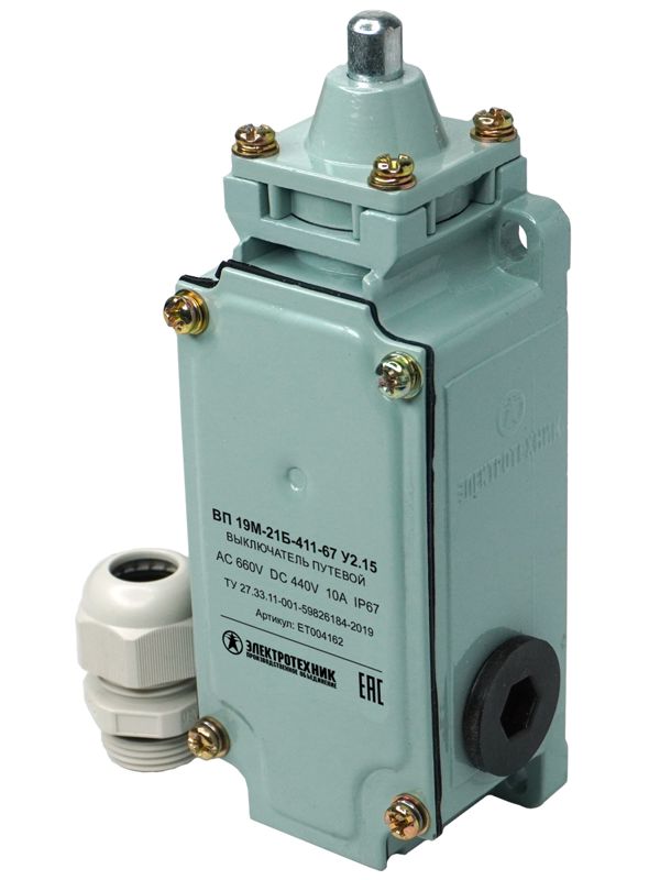 выключатель путевой вп 19м-21б-411-67 у2.15 4п (1но+3нз) ip67 толкатель электротехник et004162 от BTSprom.by