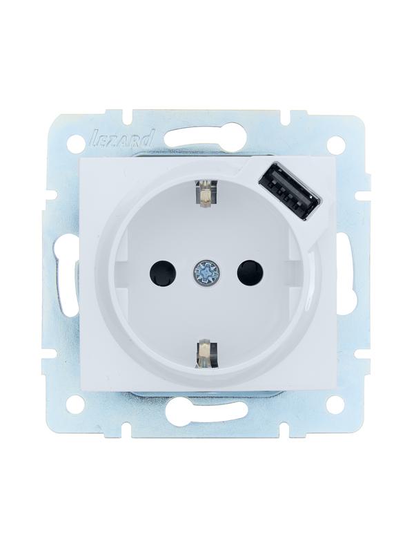 розетка 1-м сп asti 16а ip20 с заземл. с заряд. устройством usb механизм бел. lezard 7081-0288-181 от BTSprom.by