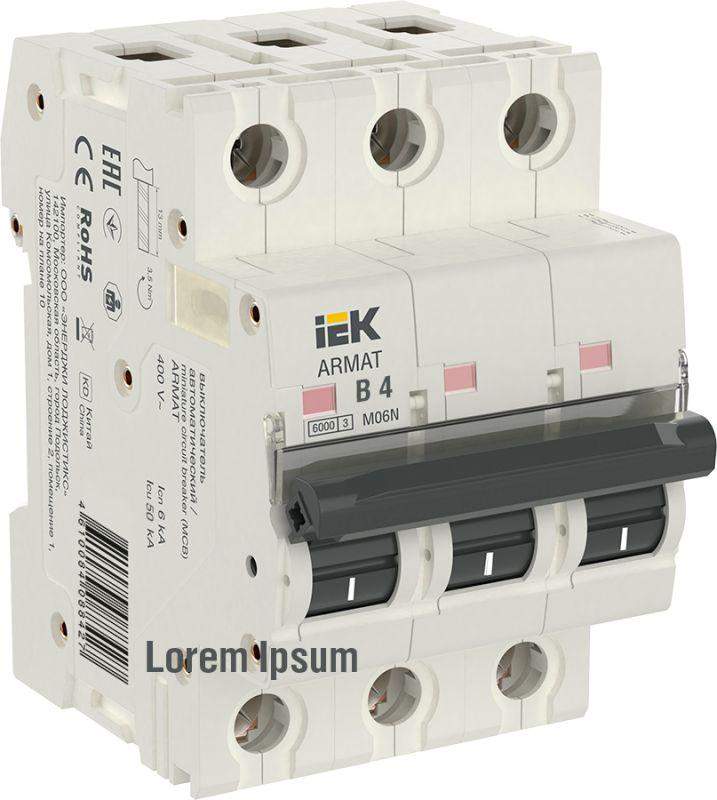 выключатель автоматический модульный 3п b 4а m06n armat iek ar-m06n-3-b004 от BTSprom.by