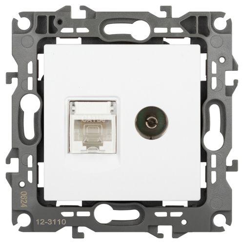 розетка компьютерная + телевизионная эра12 12-3110-01м rj45 + tv бел. матов. эра б0065691 от BTSprom.by