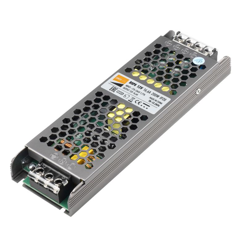  Блок питания для светодиодной ленты 200Вт 16.5А 12В IP20 BSPS метал. JazzWay 2859433A фото в каталоге от BTSprom.by